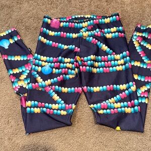 Zara Terez Black Leggings with Pink, Blue & Yellow Candy Bead Print